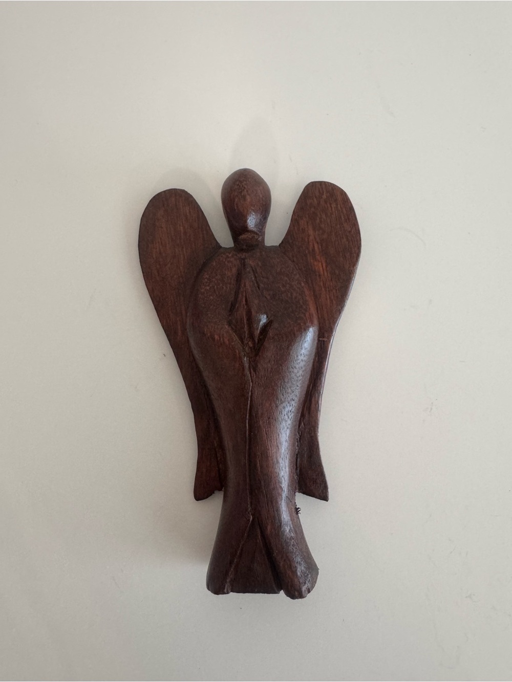 Hand Crafted Dark Brown Wooden Angel Hanging Decor